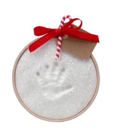 Child to Cherish Glitter Baby Handprint First Christmas Ornament Kit with Wooden Ring