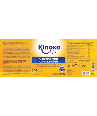 Kinoko Life Glucosamine & Chondroitin - 240 Capsules with MSM Marine Collagen Turmeric & More for Joint Health - Buy Online on GoSupps.com