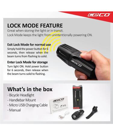 CECO-USA 1200 Lumen USB Rechargeable Bike Light | Waterproof & Impact Resistant Model F1200 Bicycle Headlight - Ideal for Commuters, Road Cyclists & Mountain Bikers - Buy Online on GoSupps.com