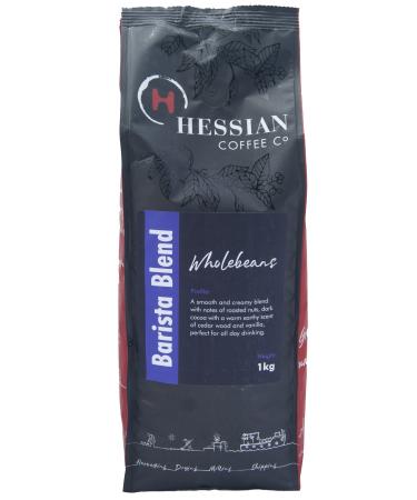 Hessian Coffee Barista Blend Coffee Beans - 1kg Bag - Roasted in Small Batches in The UK - Barista Blend is Suitable for All Coffee Machines
