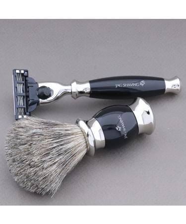 JAG Shaving Razor Set - 3-Part Luxury Gift Set with Brush Blades & Rack - Ultimate Black Shaving Experience - Buy Online on GoSupps.com