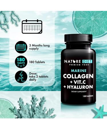 Nature Diet - Marine Collagen with Hyaluronic Acid and Vitamin C 180 Tablets 500 mg | Peptane F | Fish Collagen - Buy Online on GoSupps.com
