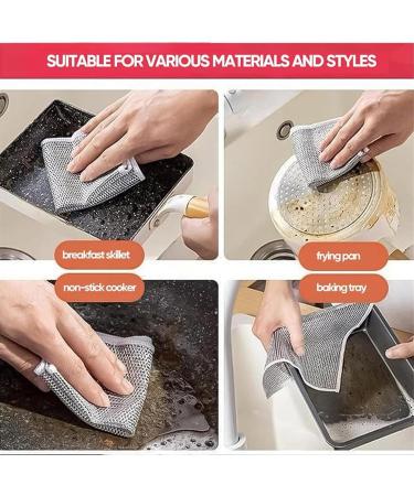 Dishwashing Rags Non Scratch Wire Dishcloth Wire Mesh Dishcloth Versatile Dishwashing Reusable Kitchen Accessories Wet & Dry Dish Cloth for Dish Kitchen Home - Buy Online on GoSupps.com