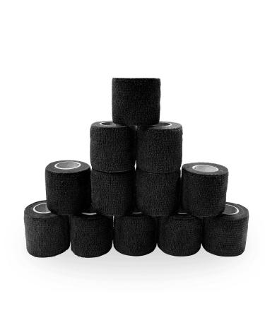 Black Self Adhesive Bandage Wrap 2 inch x 5 Yards Medical Cohesive Bandage Self Adherent Wrap Vet Wrap Athletic Tape Ideal for Sports First Aid Knee Ankle and Wrist Sprains (12 Pack) - Buy Online on GoSupps.com