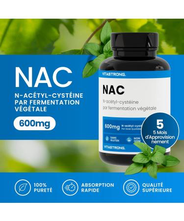 NAC N-Acetyl-Cysteine 600mg Vitastrong - 150 Vegan Tablets - NAC 600mg - Antioxidant Supplement Glutathione Synthesis - Effective Formula - Premium Quality - Buy Online on GoSupps.com