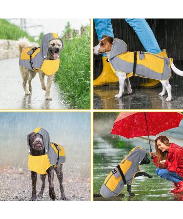 Buy Ownpets Waterproof Dog Rain Jacket with Hood | Adjustable Reflective Straps | Yellow & Gray (S) - Perfect for All Weather - Buy Online on GoSupps.com