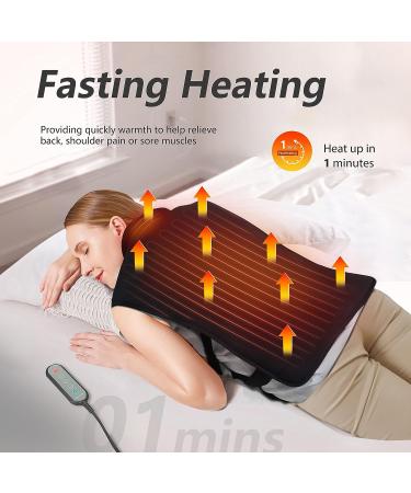 Comfier Large Heating Pad for Neck and Shoulder - Father's Day Gifts - Back Pain Relief - 6 Heating Levels - Full Body Heating Pad - 10 Timing Settings - Black - Buy Online on GoSupps.com