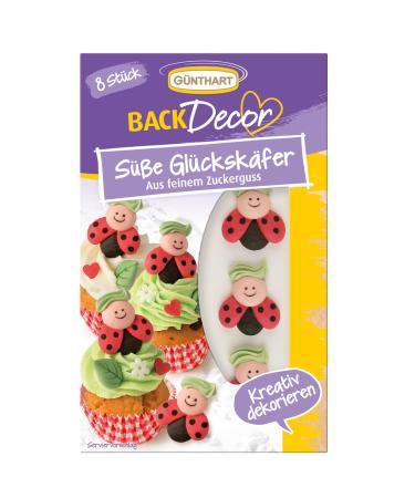 G nthart Backdecor |8 sweet lucky beetles |From sugar |8 lady beetles with black dots and light green hair |Have a smiling face