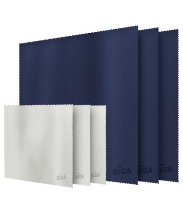 MR.SIGA Premium Microfiber Cleaning Cloths for Lens Eyeglasses TV Screens Tablets and Silver Porcelain Polishing 3 Pack in Navy with 16 x 16 inch 3 Pack in Gray with 6 x 7 inch Navy/Gray Small