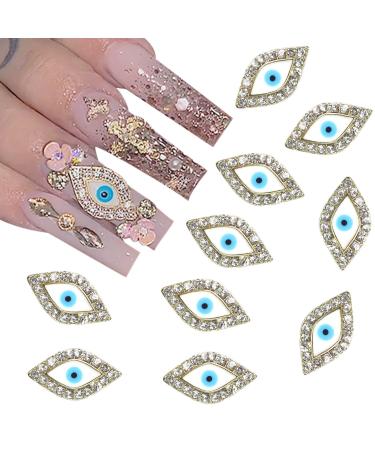 10 PCS 3D Evil Eye Nail Charms - Metal Nail Decorations for DIY Crafts and Nail Art