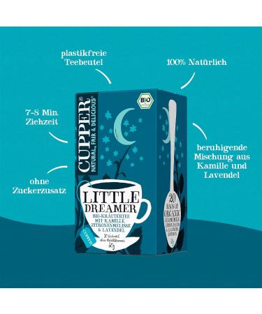 Cupper Organic Herbal Tea - Little Dreamer with Chamomile Lemon Balm & Lavender - 20 Pieces (30g) - International Shipping - Buy Online on GoSupps.com