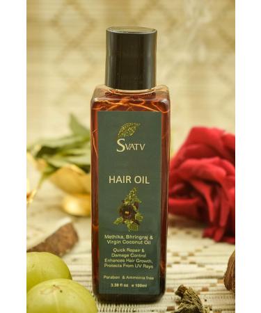 SVATV Methika Bhringraj & Virgin Coconut Hair Oil - 100ml - Natural Treatment for Hair Growth, Dry Scalp & Thinning Hair - Buy Online on GoSupps.com
