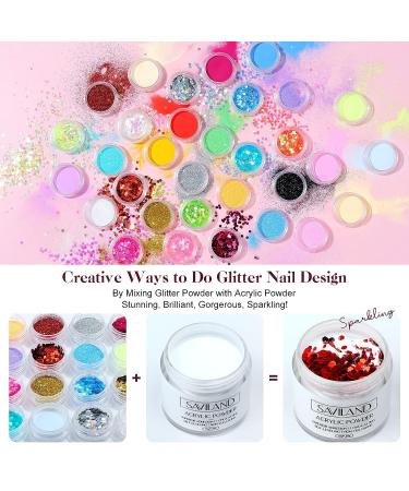 Saviland Glitter Acrylic Nail Kit with Mini Nail Lamp - Professional DIY Acrylic Set for Beginners - Buy Online on GoSupps.com