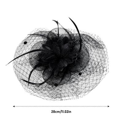 Elegant Black Fascinator Hat with Veil & Flowers | Wedding & Cocktail Headband Accessories - Buy Online on GoSupps.com