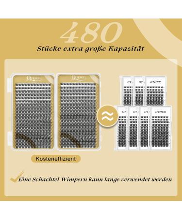Cluster Eyelashes Quwel - 480 PCs DIY Individual Lash Extensions | Soft & Light Natural D Curl 10-18mm | Perfect for Home Use - Buy Online on GoSupps.com