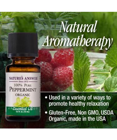 Organic Peppermint Essential Oil - 100% Pure Aromatherapy Oil for Diffusers, 15ml | Nature's Answer - Buy Online on GoSupps.com