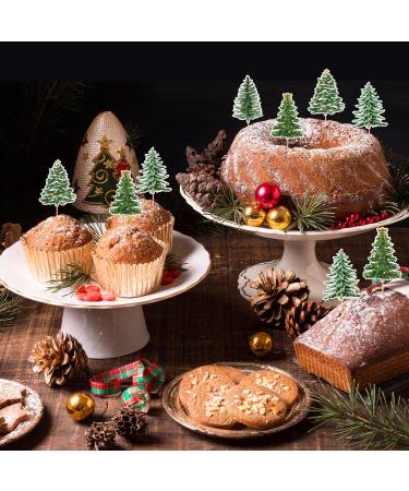 Whaline 48Pcs Christmas Tree Cupcake Toppers 4 Designs Watercolor Cake Decor Assorted Xmas Green Cupcake Toppers for Birthday Winter Holiday Party Supplies - Buy Online on GoSupps.com