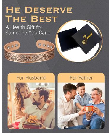 Jeracol Copper Magnetic Bracelet - Tree of Life Design | Adjustable Size | 100% Solid Copper Cuff Bangle with 12 Magnets | Gift Box Included - Buy Online on GoSupps.com
