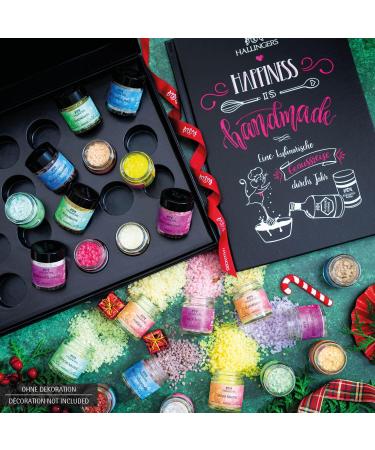 Hallingers Merry Christmas & Happiness: Handmade 24 Salz Christmas Set with Totes Sea Salts & Cookbook - Perfect Mothers Day & Fathers Day Gift Ideas - Buy Online on GoSupps.com