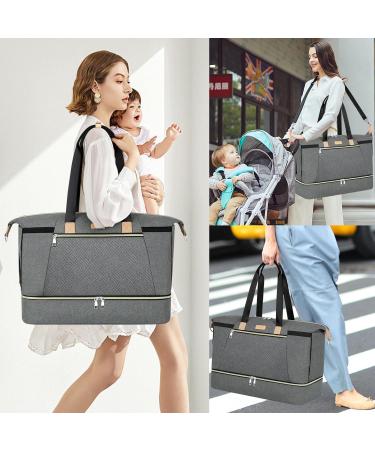 Shop Large Diaper Bag Set - 7 Piece Multifunctional Baby Organizer with Portable Changing Pad & Pacifier Bag - Dark Gray Travel & Hospital Bag - Buy Online on GoSupps.com