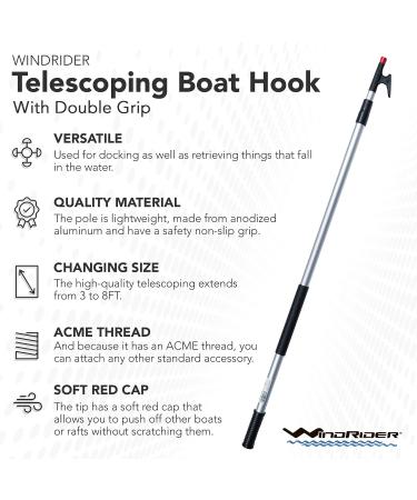 WindRider Telescoping Boat Hook - Floating, Double Grip, Super Strong, Threaded End - 8 or 12ft, Push Pole Multipurpose - Buy Online on GoSupps.com