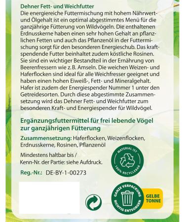 Buy Dehner Natura Wild Bird Feed - Nutritious Fat & Soft Food for Garden Birds - 5 kg Pack with Oats Wheat Flakes Peanuts & Raisins - International Shipping Available - Buy Online on GoSupps.com