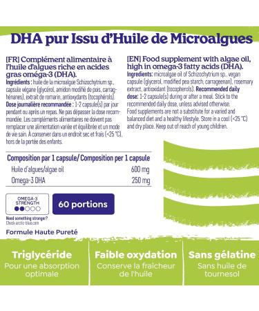 Arctic Blue Om ga 3 DHA V g tal 60 Capsules 250 mg de DHA par Capsule Huile d Algues Norv giennes Durable Vegan Sans Go t Haute Puret Cerveau Vision & C ur - Buy Online on GoSupps.com