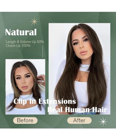 Ugeat 20inch Hair Extensions Clip in Chocolate Brown Human Hair Extensions Clip in Real Hair Extensions Clip in Human Hair Double Weft Human Hair Extensions Clip in #4 Clip-50cm Clip#4 - Buy Online on GoSupps.com