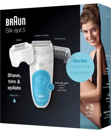 Buy Braun Silk- pil 5 Epilator for Women | Hair Removal & Shaving Attachment - 5-605 White/Turquoise - Fast International Shipping - Buy Online on GoSupps.com