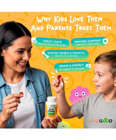LIVEGOOD Organic Children s Multivitamin Gummies Kids Multivitamin Vitamin D for Toddlers and Children Organic Kids Chewable Vitamins for Immunity Growth and Energy (60 Count) - Buy Online on GoSupps.com