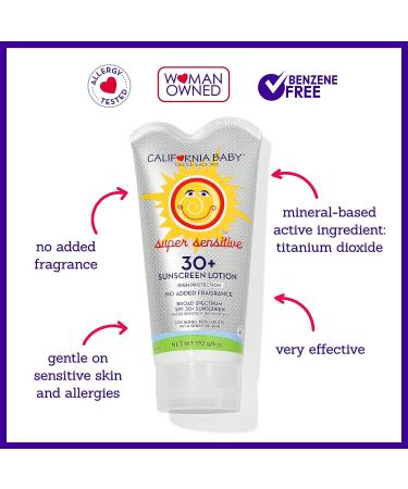 California Baby Super Sensitive SPF 30+ Sunscreen | Broad Spectrum Mineral Formula | Hypoallergenic & Unscented | 170g International Shipping Available - Buy Online on GoSupps.com