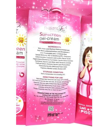 Brilliant Skin SPF 30 Sunscreen Gel-Cream Sachet 50g - Pack of 3 - Buy Online on GoSupps.com