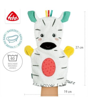 Fehn Zebra Washing Glove - Soft Animal Motif Washcloth for Babies & Children | Cuddly Bath Fun from 0+ Months - Buy Online on GoSupps.com