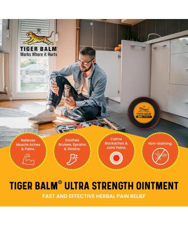 Tiger Balm Ultra Strength Pain Relieving Ointment 18g Superior Relief for Joint and Muscle Strains - Non-staining - Tiger Balm's Strongest Concentration for Joint and Muscle Pain - Buy Online on GoSupps.com
