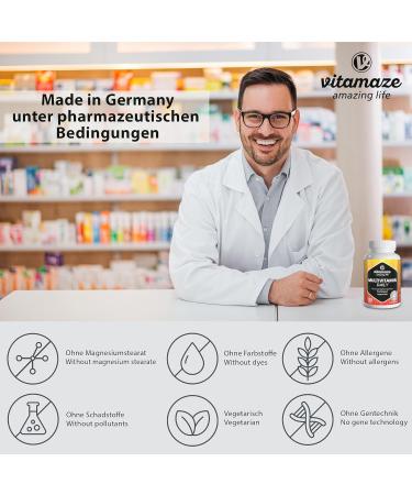 High Dose Multivitamin Capsules - 13 Essential Vitamins 120 Vegetarian Capsules Iodine-Free Natural Nutritional Supplement Made in Germany - Buy Online on GoSupps.com