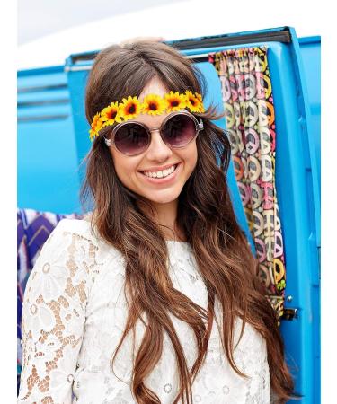 8-Piece Sunflower Crown & Daisy Headbands - Adjustable Floral Headpiece for Hippie Party, Wedding & Festivals - Yellow - Buy Online on GoSupps.com