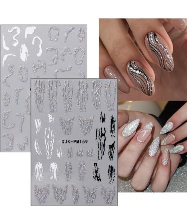 JMEOWIO 10 Sheets Glitter Black White Flower Nail Art Stickers Decals Self-Adhesive Cute Rose Nail Supplies Nail Art Design Decoration Accessories - Buy Online on GoSupps.com