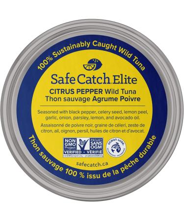 Safe Catch Elite Lowest Mercury Canned Solid Wild Tuna Fish Steak Seasoned Citrus Pepper Every Tuna Is Tested Gluten-Free Paleo Non-GMO High Protein Food 5oz Cans Pack of 6 - Buy Online on GoSupps.com