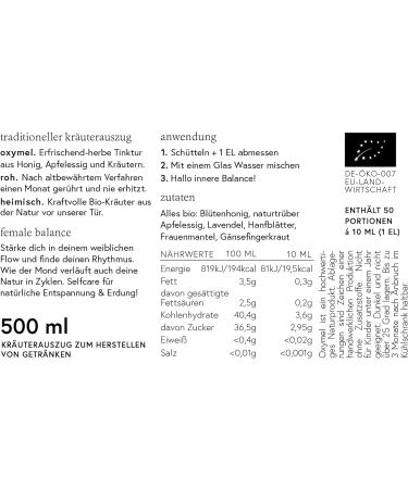Kruut-cycle Organic Herbal Extract 500ml - Female Balance Oxymel with Lavender Women's Mantle & Hemp Leaves - Natural Elixir with Raw Honey & Apple Cider Vinegar - Buy Online on GoSupps.com