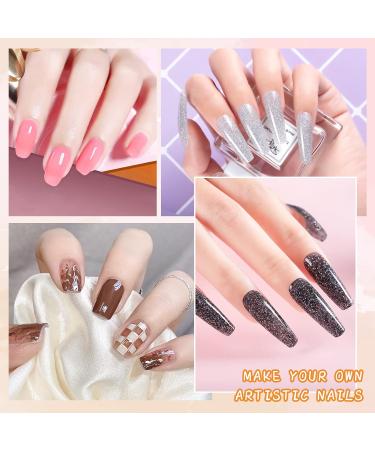 Poly Nail Gel Kit with 10 Colors + UV Lamp | Beginner Nail Extension Set for French Manicure - White, Grey, Silver Glitter - Buy Online on GoSupps.com