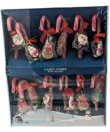 Candy Canes - 12 Candy Canes With Jelly Figures Christmas Tree Decorations 264g | Jelly Candy | Christmas Jellies | Candy Canes Fruity | Christmas Sweets | Christmas Eve Box Filler Strawberry - Buy Online on GoSupps.com