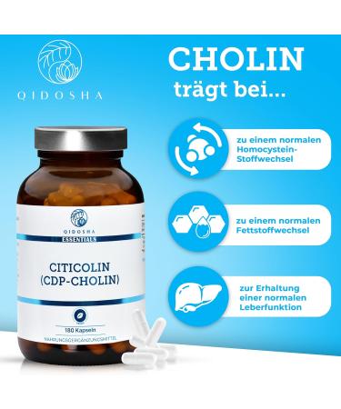 Qidosha CDP Choline Capsules - 180 Vegan Citicolin Capsules (250mg) | German Quality Lab Tested International Shipping - Buy Online on GoSupps.com