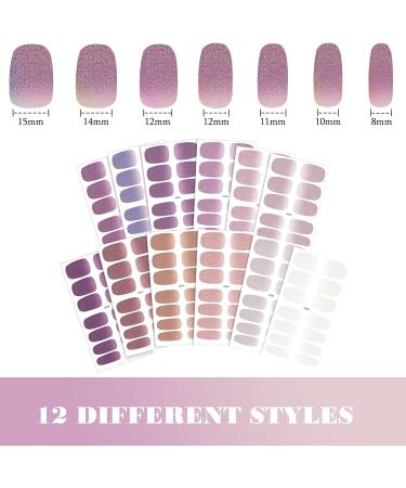 12 Sheets Glitter Solid Color Nail Wraps Nail Polish Stickers Adhesive Nail Polish Wraps Nail Stickers Full Nail Wraps Stick On Nail Strips with 2 Pieces Nail Files for Women Gel Polish Nail - Buy Online on GoSupps.com