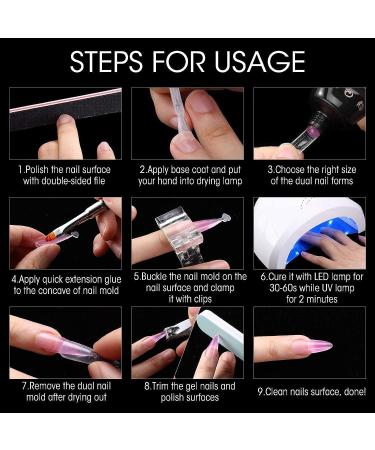 240 Poly Extension Gel Nail Forms Set with Dual-Ended Brush - Stiletto & Coffin Shapes | Nail Salon Quality Mold Kit with Nail Clips & File - Perfect for DIY Manicures - Buy Online on GoSupps.com