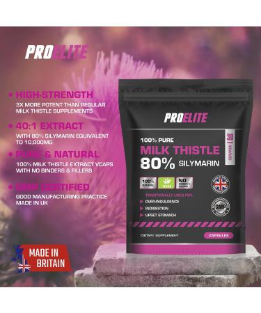 Milk Thistle Capsules 12 000mg - 80% Silymarin High Strength - 90 Capsules Vegan NO Fillers & Binders 100% Pure - Milk Thistle Tablets Powder Alternative by PROELITE 90 count (Pack of 1) - Buy Online on GoSupps.com