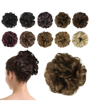 BARSDAR Hair Bun Extensions Hairpiece Hair Rubber Scrunchies for Women Ponytail Extensions Updo Curly Messy Bun - Golden Brown 1 Count (Pack of 1) 10#-Golden Brown - Buy Online on GoSupps.com