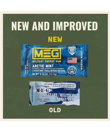 MEG Military Energy Gum | 100mg of Caffeine Per Piece - Arctic Mint - Pack of 8 - Buy Online on GoSupps.com