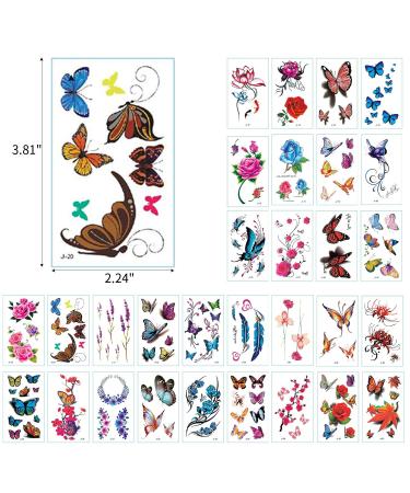 Watercolor Flowers Temporary Tattoos for Women - 30 Sheets Butterfly Body Art Stickers - Buy Online on GoSupps.com