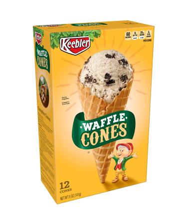 Keebler Ice Cream Cones, Waffle, 12 Count Box, 5 Ounce 5 Ounce (Pack of 12)