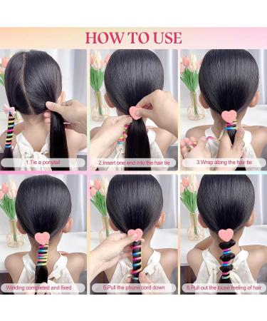 Nayyana 3 Pieces Braided Telephone Wire Hair Bands with Bow Telephone Cable Straight Spiral Hair Scrunchies for Girls Phone Cable Hair Bands with Flowers - Buy Online on GoSupps.com